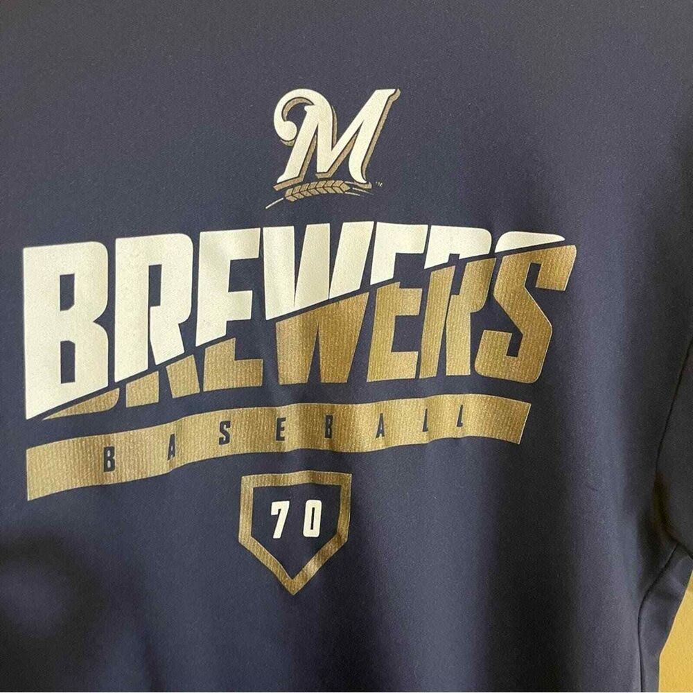 Augusta Sportswear Milwaukee Brewers Mens Navy Blue Performance T-Shirt Size‎ M - Picture 3 of 7